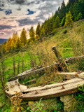 Altes-Muehlenrad-am-Berghang-Suedtirol
